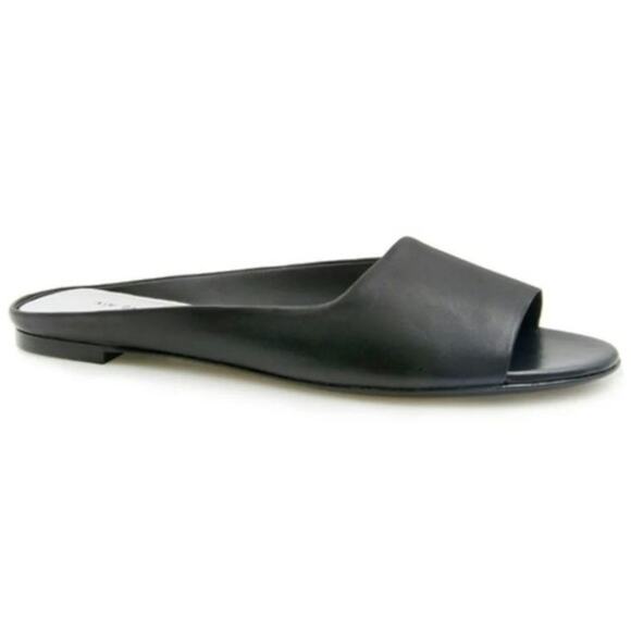 Women Via Spiga Hana Black Leather Slide Sandals 11 Modern Minimalist Casual NEW - Picture 1 of 9